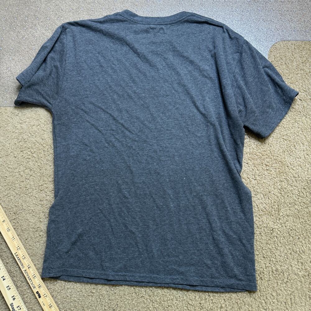Champion Mens Size M Medium Dark Charcoal Heather Gray Script Logo T-Shirt - Picture 2 of 8